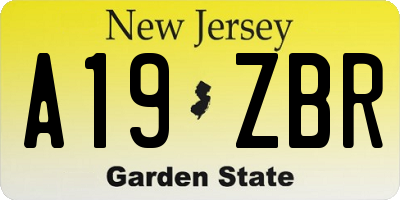 NJ license plate A19ZBR