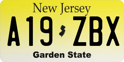 NJ license plate A19ZBX