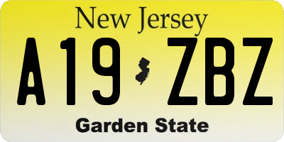 NJ license plate A19ZBZ
