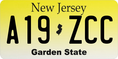 NJ license plate A19ZCC
