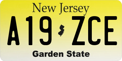 NJ license plate A19ZCE