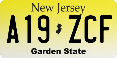 NJ license plate A19ZCF