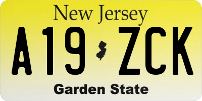 NJ license plate A19ZCK