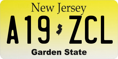 NJ license plate A19ZCL