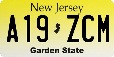 NJ license plate A19ZCM