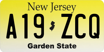NJ license plate A19ZCQ