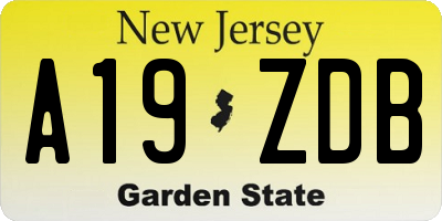 NJ license plate A19ZDB