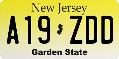 NJ license plate A19ZDD