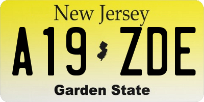 NJ license plate A19ZDE