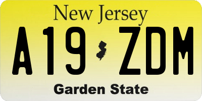 NJ license plate A19ZDM