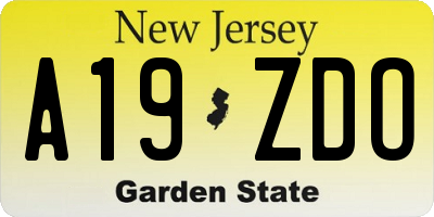 NJ license plate A19ZDO