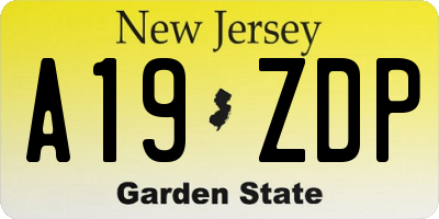 NJ license plate A19ZDP
