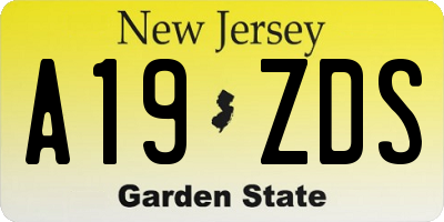 NJ license plate A19ZDS