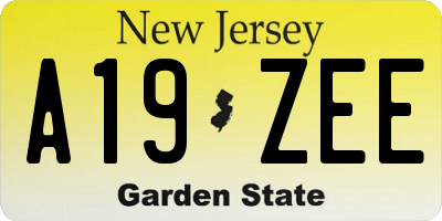 NJ license plate A19ZEE