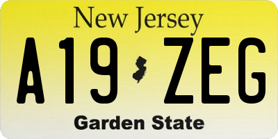 NJ license plate A19ZEG