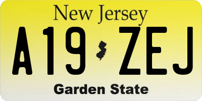 NJ license plate A19ZEJ
