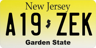 NJ license plate A19ZEK