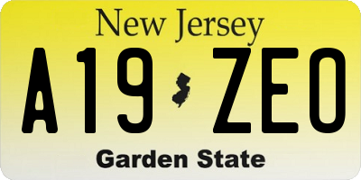 NJ license plate A19ZEO
