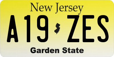 NJ license plate A19ZES