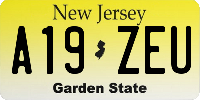 NJ license plate A19ZEU