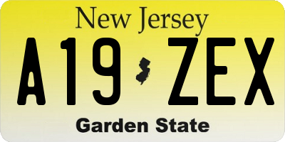 NJ license plate A19ZEX