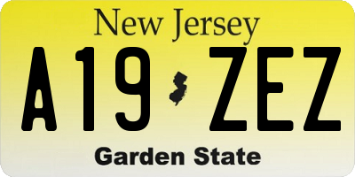 NJ license plate A19ZEZ