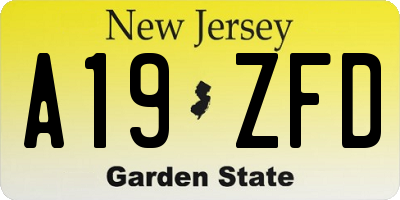 NJ license plate A19ZFD
