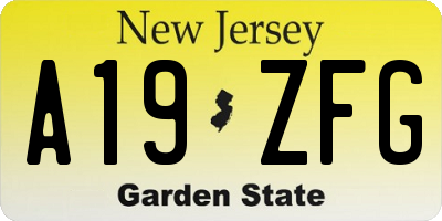 NJ license plate A19ZFG