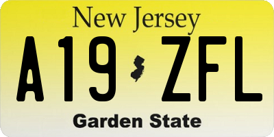 NJ license plate A19ZFL