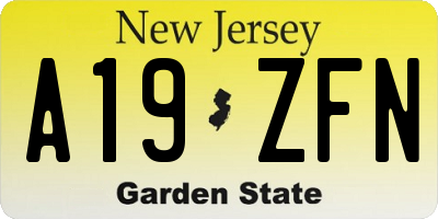 NJ license plate A19ZFN