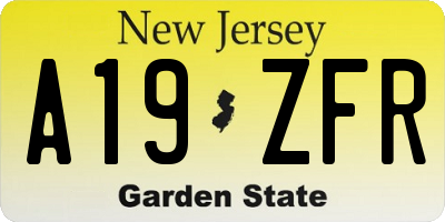 NJ license plate A19ZFR