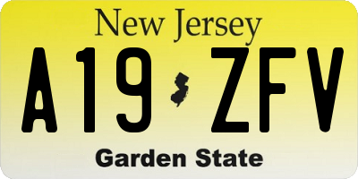NJ license plate A19ZFV