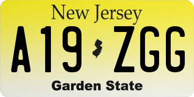 NJ license plate A19ZGG