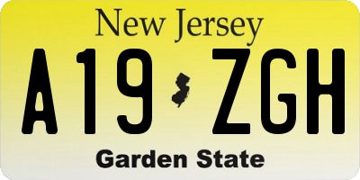 NJ license plate A19ZGH