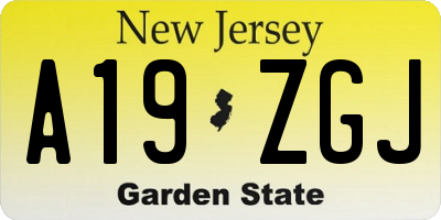 NJ license plate A19ZGJ
