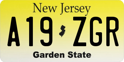 NJ license plate A19ZGR