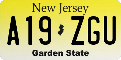NJ license plate A19ZGU