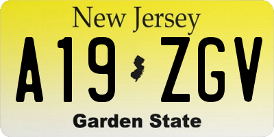 NJ license plate A19ZGV