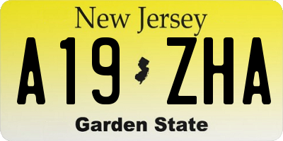 NJ license plate A19ZHA