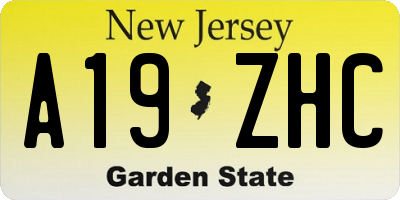 NJ license plate A19ZHC