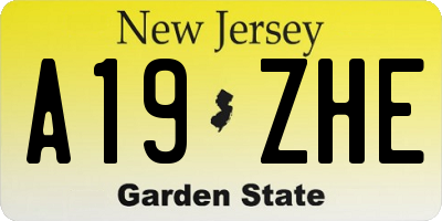 NJ license plate A19ZHE