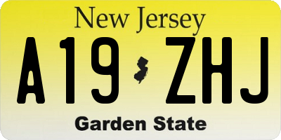 NJ license plate A19ZHJ