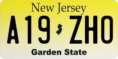 NJ license plate A19ZHO