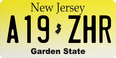 NJ license plate A19ZHR