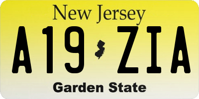 NJ license plate A19ZIA