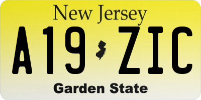 NJ license plate A19ZIC
