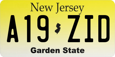 NJ license plate A19ZID