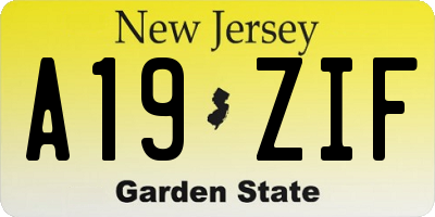NJ license plate A19ZIF