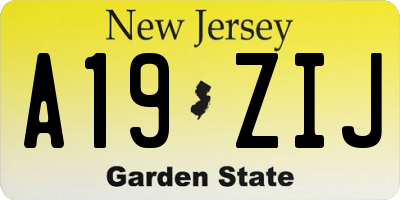 NJ license plate A19ZIJ