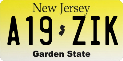 NJ license plate A19ZIK